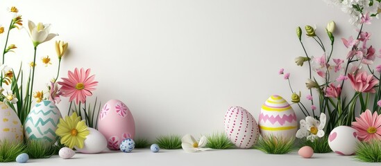 Poster - Easter arrangement on a white background. with copy space image. Place for adding text or design