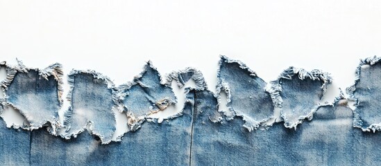 Poster - Denim texture background for design purposes Blue jeans isolated on a white background Ripped and destroyed torn blue jeans background Torn denim texture for jeans. with copy space image