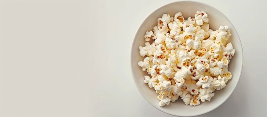 Aufkleber - Delicious popcorn in a white bowl top view close up. with copy space image. Place for adding text or design