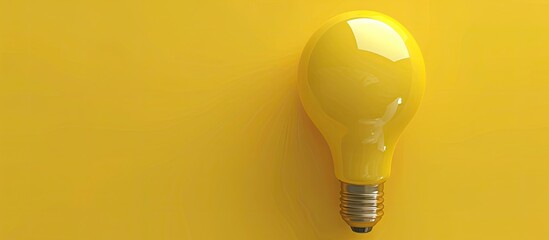 Poster - Yellow light bulb top view flat lay. with copy space image. Place for adding text or design