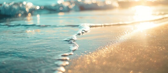 Aufkleber - Abstract blurred beach with bokeh sunlight reflecting on the sand texture background Copy space for outdoor summer vacation and business travel adventure themes Vintage tone filter color style