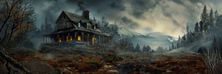 Wall Mural - Mountain base haunted house