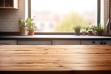 Poster - Empty tabletop furniture hardwood kitchen. .