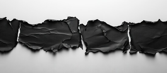 Wall Mural - black torn paper set against a white background with copy space