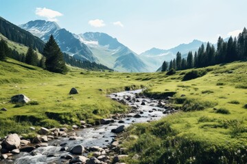 Canvas Print - Mountain wilderness landscape panoramic.