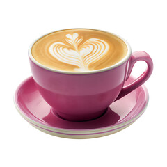 Wall Mural - Isolated pink ceramic coffee cup with latte art