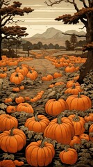 Wall Mural - Traditional japanese pumpkin patch vegetable outdoors squash.