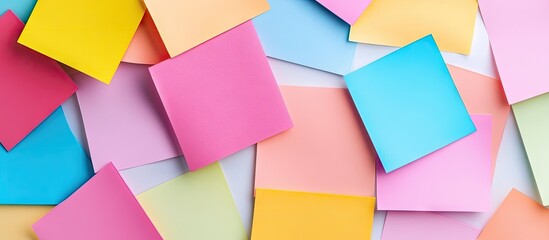Poster - Colorful sticky note sheets for messaging and notes against a white background. with copy space image. Place for adding text or design