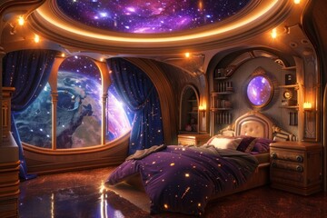 Poster - Galaxy bedroom furniture constellation architecture.