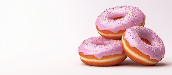 Fototapete - Tasty donuts topped with icing isolated on white. with copy space image. Place for adding text or design