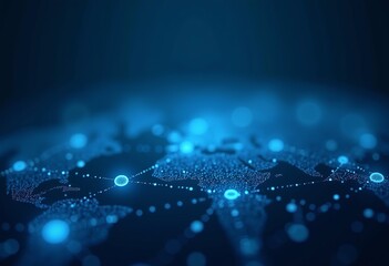 Poster - Futuristic Technology Background: Blue AI Network with Global Data Connections