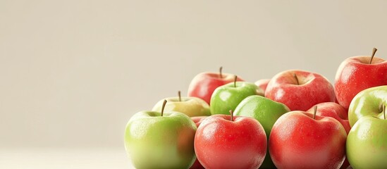 Wall Mural - red and green apples. with copy space image. Place for adding text or design