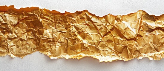 Poster - Texture of harvest gold fiber paper featuring torn edges Isolated on a white background Scanned at 1200dpi with a professional scanner. with copy space image. Place for adding text or design
