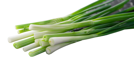 Wall Mural - Green onion isolated on a transparent background.