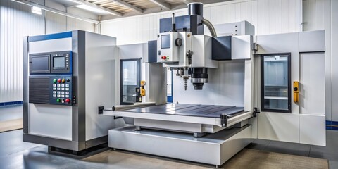 Poster - Vertical CNC machine used for precision cutting of metal components, manufacturing, technology, industrial