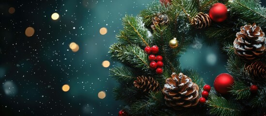 Poster - Wreath with a Christmas theme. with copy space image. Place for adding text or design