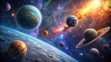 Beautiful stock photo of the universe showing planets, stars, and galaxies in a vast, endless expanse of space