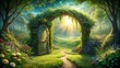 © InspireStock Gallery - Magic entrance to wonderland in a green country scenery, magic, entrance, wonderland, green, country, scenery, fantasy
