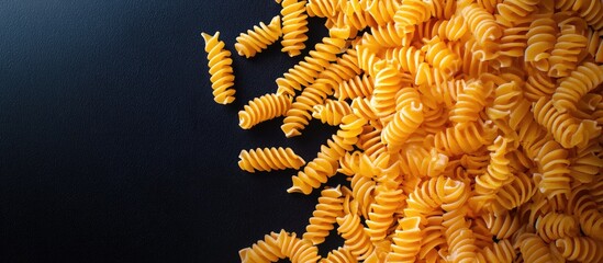 raw macaroni spaghetti close up from above. with copy space image. Place for adding text or design