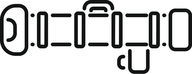Poster - simple line icon of a professional telephoto camera lens, perfect for representing photography, zoom