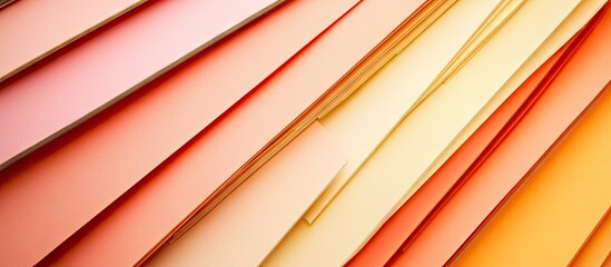 Poster - Office an orange copyspace background with numerous cardboard sheets in pastel striped colors This represents the start of the school year and training