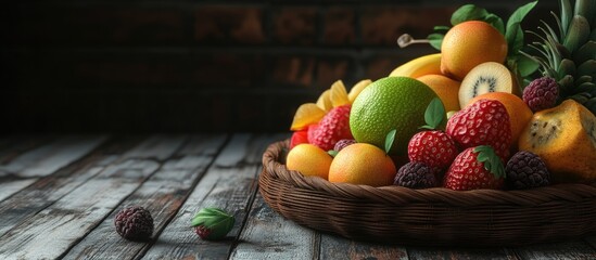 Aufkleber - Tasty fruit tray. with copy space image. Place for adding text or design