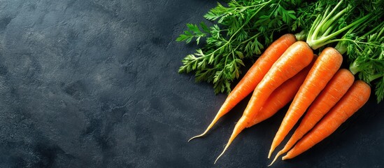 Poster - Heap of young raw organic carrots isolated. with copy space image. Place for adding text or design
