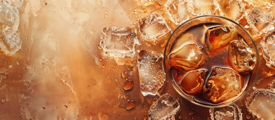 Aufkleber - Iced coffee texture and ice cold coffee. with copy space image. Place for adding text or design