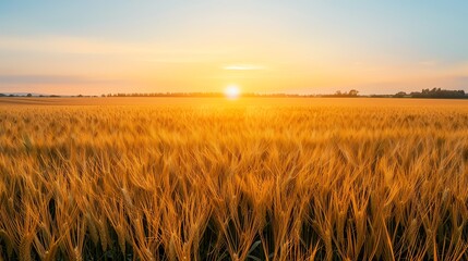 crisp autumn morning with mist and golden fields, autumn season harvest, peaceful dawn