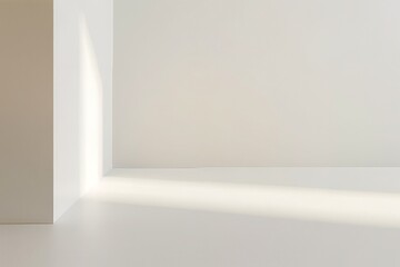 Wall Mural - minimalistic white background with a gentle, soft light from one corner creating a subtle gradient