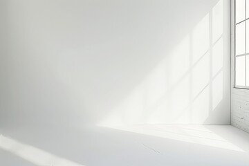Wall Mural - minimalistic white background with a slight, soft light leak effect on one side
