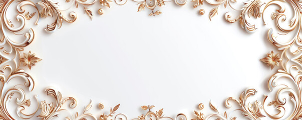 Poster - frame with patterns and swirls on the edges and empty space in the middle on a white background