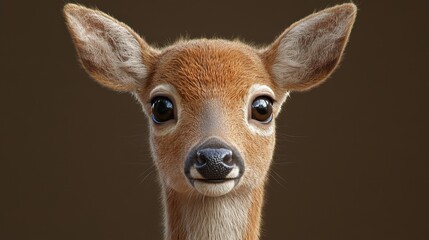 Wall Mural - A close up of a deer's face with its eyes open