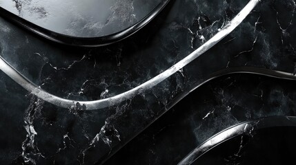 Poster - rich 3d luxury background with black marble and silver accents, elegant and modern design