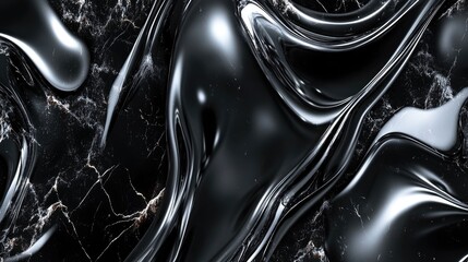 Poster - rich 3d luxury background with black marble and silver accents, elegant and modern design