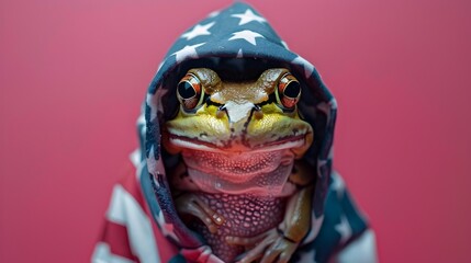 Frog in Stars Hoodie on Minimalist Colored Background