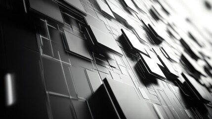 Poster - sophisticated 3d technology background with sleek digital panels and soft lighting, modern design