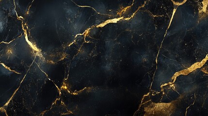 Poster - stunning 3d marble background with black and gold textures, opulent and modern design