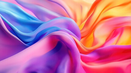 Poster - vibrant 3d background with flowing fabric and bright colors, lively textile design