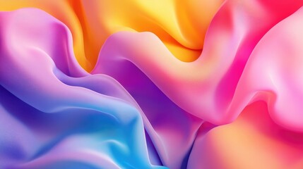Poster - vibrant 3d background with flowing fabric and bright colors, lively textile design