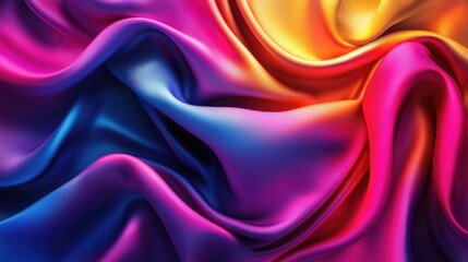 Poster - Vibrant 3D fabric background with flowing silk and bright lighting, lively textile design
