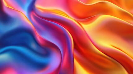 Poster - Vibrant 3D fabric background with flowing silk and bright lighting, lively textile design