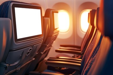Poster - Screen mockup of passenger seat monitor on an aeroplane