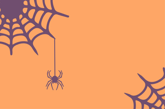Halloween party banner invitation background with pumpkin, border and spiderweb.
