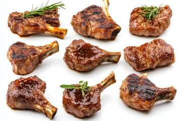 Grilled Lamb Chops with Rosemary Garnish