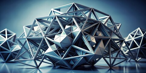 Fototapete - Abstract monochromatic structure made of geometric shapes with depth , geometric, abstract, monochromatic,structure, depth