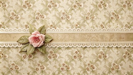 Poster - Antique-style lace ribbon and flower wallpaper for vintage background, antique, lace, ribbon, flower, wallpaper, vintage