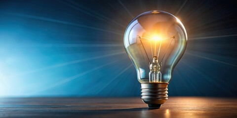 Poster - A light bulb shining brightly with a glowing idea, innovation, creativity, inspiration, brainstorming