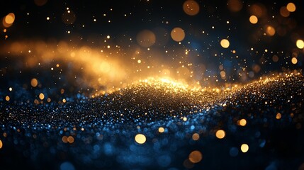 Abstract festive dark background with gold glitter and bokeh, ideal for celebratory and festive themes, isolated on transparent background, Generative AI