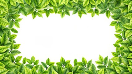 Aufkleber - Green leaf frame border with fresh foliage, nature, botanical, green, leaves, eco-friendly, organic, environment, plant, border